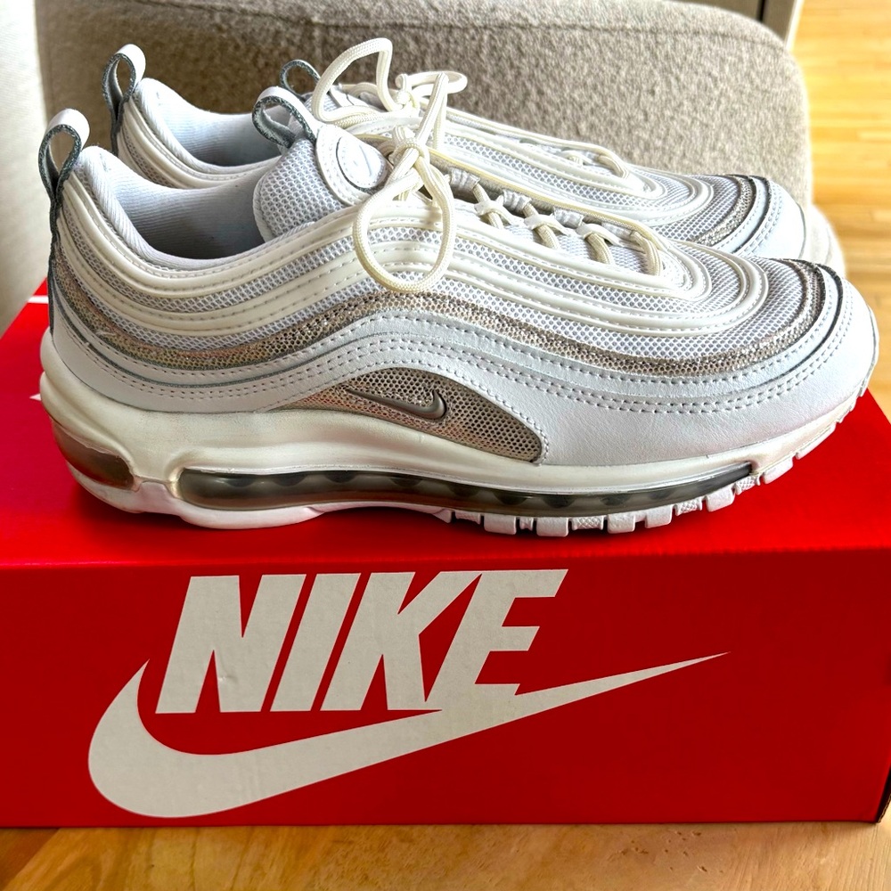 Nike Air Max 97 Women's Sneakers - White Chrome and Platinum